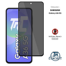 Samsung Galaxy A36 5G - Verre trempé teinté intégral - Noir - TM-Concept® - gamme Intégral Privacy - image couverture