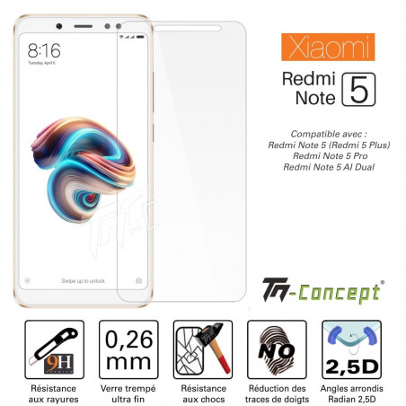 Xiaomi Redmi Note 5 - Vitre de Protection Crystal - TM Concept®