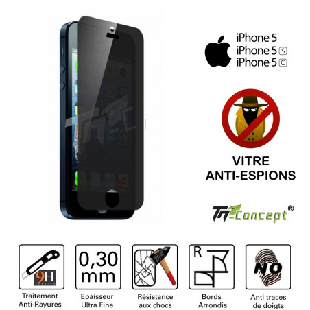 Apple Iphone 5 - Vitre  de Protection Anti-Espions - TM Concept®
