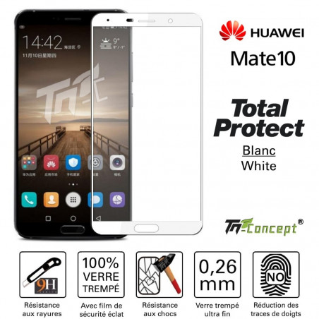 Huawei Mate 10 - Vitre verre trempé protection intégrale - Noir - TM Concept® Total Protect