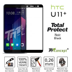 HTC U11+ vitre protection intégrale verre trempé avec cadre Noir - TM Concept®
