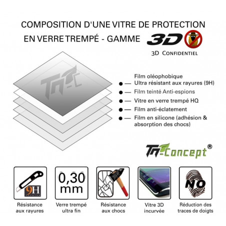Samsung Galaxy S8 - Verre trempé 3D incurvé teinté anti-espion - TM-Concept®