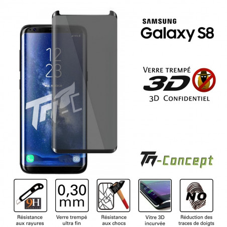 Samsung Galaxy S8 - Verre trempé 3D incurvé teinté anti-espion - TM Concept® Samsung Galaxy S8 - Verre trempé 3D incurvé teinté anti-espion - TM Concept®