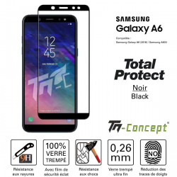 Samsung Galaxy A6 (2018) - Vitre protection intégrale - verre trempé avec cadre Noir - TM Concept®