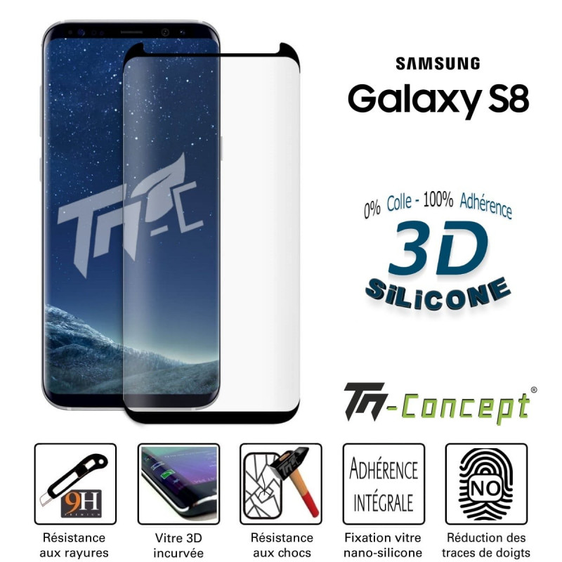 Samsung Galaxy S8 - Verre trempé incurvé 3D Silicone - TM Concept®