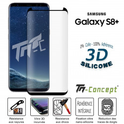 Samsung Galaxy S8+ verre trempé incurvé 3D Silicone - TM Concept®