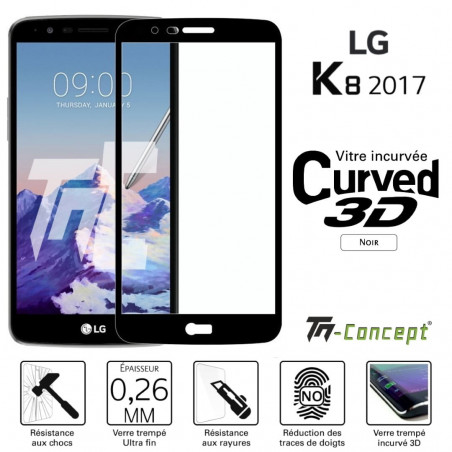 LG K8 (2017) - Verre trempé 3D incurvé - TM Concept®