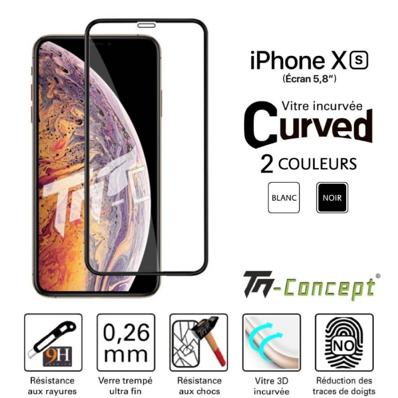 Apple iPhone XS - Vitre de Protection 3D Curved - TM Concept®  - image couverture