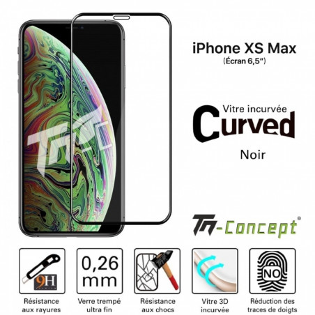 Apple iPhone XS Max - Vitre de Protection 3D Curved - Noir - TM-Concept®