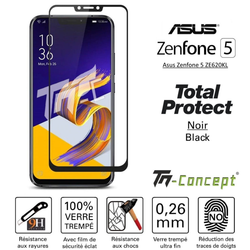 Asus Zenfone 5 ZE620KL - Verre trempé intégral avec cadre Noir - TM Concept®