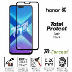 Huawei Honor 8X - Verre trempé intégral avec cadre Noir - TM Concept®