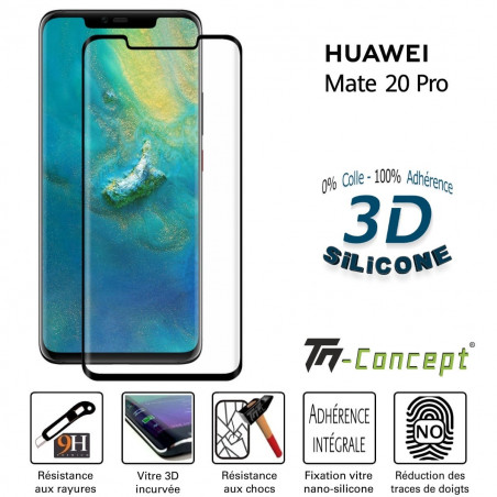 Huawei Mate 20 Pro - Verre trempé incurvé 3D Silicone - TM Concept®