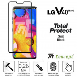 LG V40 ThinQ - Verre trempé intégral avec cadre Noir - TM Concept®