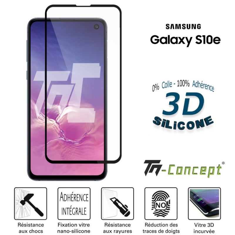 Samsung Galaxy S10e - Verre trempé incurvé 3D Silicone - TM Concept®