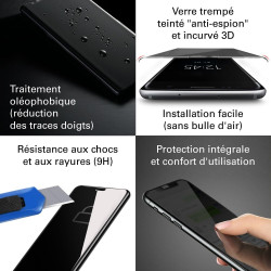 Samsung Galaxy S10 - Verre trempé 3D incurvé teinté anti-espion - TM Concept®