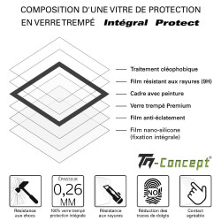 Oppo R15 - Verre trempé intégral Protect Noir - adhérence 100% nano-silicone - TM Concept®