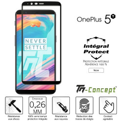 OnePlus 5T - Verre trempé intégral Protect Noir - adhérence 100% nano-silicone - TM Concept®