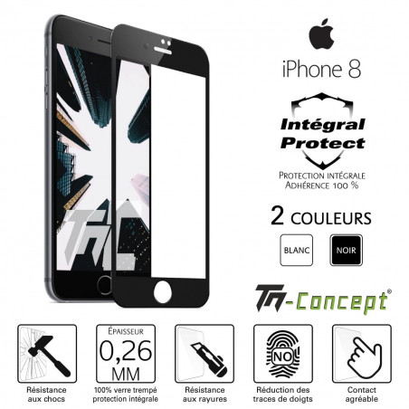 Protège écran sur mesure TM CONCEPT Verre trempé pour iPhone 15 Pro - Noir