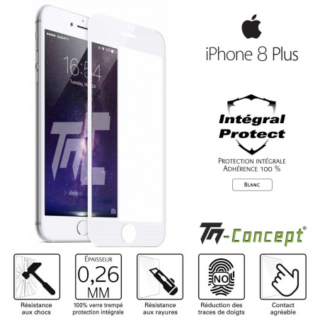 Apple iPhone 8 Plus - Verre trempé intégral Protect Noir - adhérence 100% nano-silicone - TM-Concept®