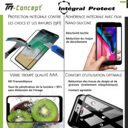 Samsung Galaxy A30 - Verre trempé intégral Protect Noir - adhérence 100% nano-silicone - TM Concept®