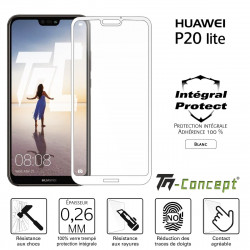 Huawei P20 Lite - Verre trempé intégral Protect Noir - adhérence 100% nano-silicone - TM Concept®