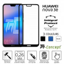 Huawei Nova 3e - Verre trempé intégral Protect Noir - adhérence 100% nano-silicone - TM-Concept®