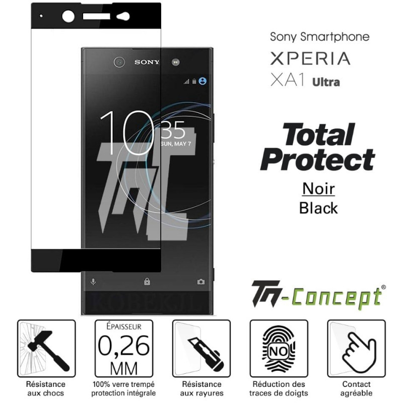 Sony Xperia XA1 Ultra - Verre trempé intégral avec cadre Noir - TM Concept®