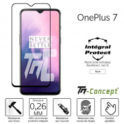 OnePlus 7 - Verre trempé intégral Protect Noir - adhérence 100% nano-silicone - TM Concept®