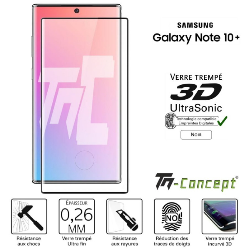 Verre trempé pour Samsung Note 10+ 3D Curved UltraSonic - TM Concept®