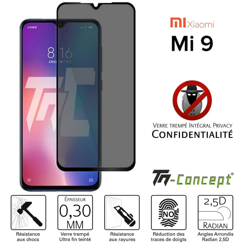 Xiaomi Mi 9 - Verre trempé Anti-Espions - Intégral Privacy - TM Concept®