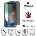 Apple iPhone X - Verre trempé Anti-Espions - Intégral Privacy - TM-Concept®