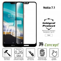 Nokia 7.1 - Verre trempé intégral Protect Noir - adhérence 100% nano-silicone - TM Concept®