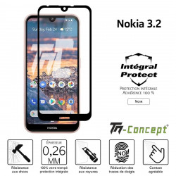 Nokia 3.2 - Verre trempé intégral Protect Noir - adhérence 100% nano-silicone - TM Concept®