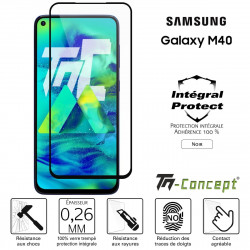 Samsung Galaxy M40 - Verre trempé intégral Protect Noir - adhérence 100% nano-silicone - TM Concept®