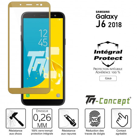 Samsung Galaxy J6 (2018) - Verre trempé intégral Protect Noir - adhérence 100% nano-silicone - TM-Concept®