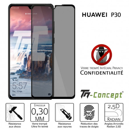 Huawei P30 - Verre trempé Anti-Espions - Intégral Privacy - TM Concept® Huawei P30 - Verre trempé Anti-Espions - Intégral Privacy - TM Concept®