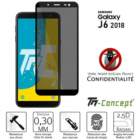Samsung Galaxy J6 (2018) - Verre trempé Anti-Espions - Intégral Privacy - TM Concept®