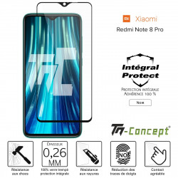 Xiaomi Redmi Note 8 Pro - Verre trempé intégral Protect Noir - adhérence 100% nano-silicone - TM Concept®