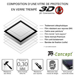 Huawei Honor 10 Lite - Verre trempé intégral Protect Noir - adhérence 100% nano-silicone - TM Concept®