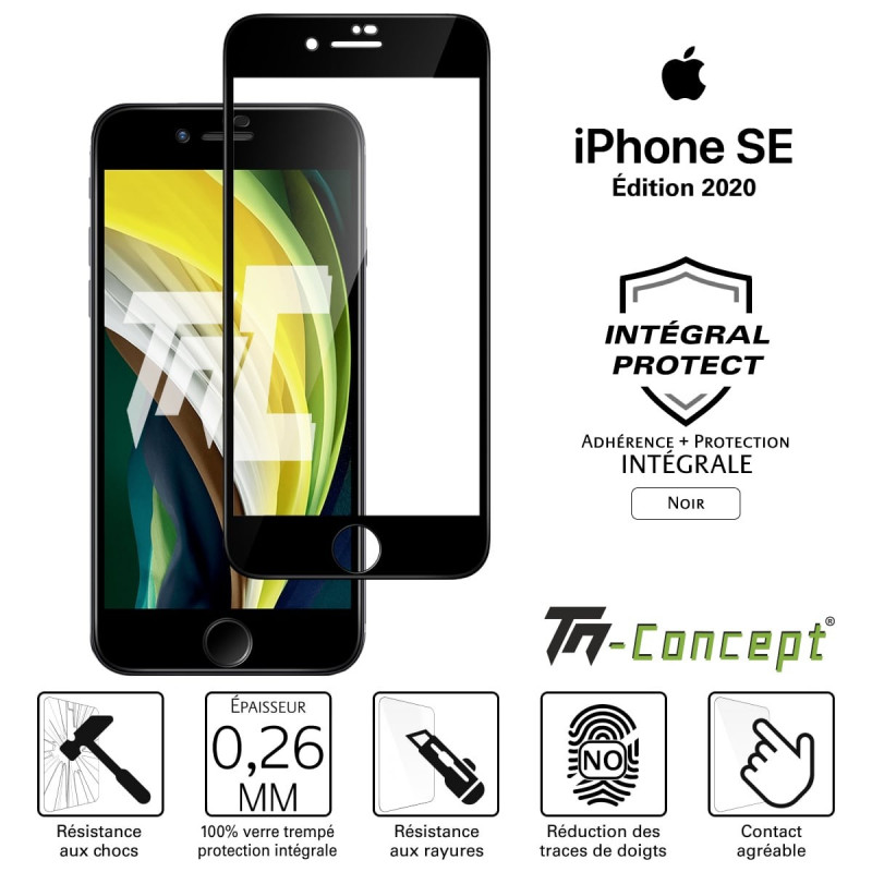 Vitre verre trempé protection intégrale - iPhone SE (2020) TM Concept®