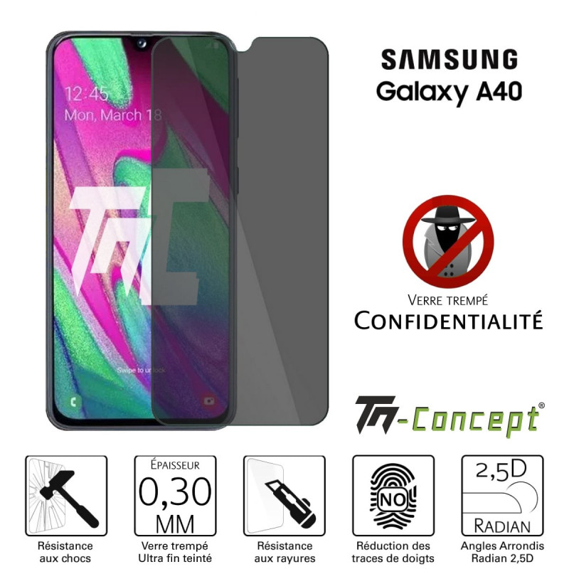 Samsung Galaxy A40 - Verre trempé Anti-Espions - TM Concept®