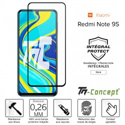 Xiaomi Redmi Note 9S - Verre trempé intégral Protect Noir - adhérence 100% nano-silicone - TM Concept®