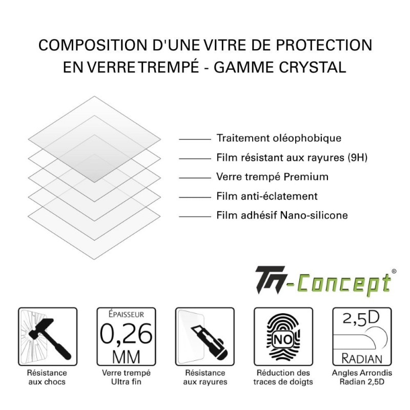 Huawei Nova 4e - Verre trempé intégral Protect Noir - adhérence 100% nano-silicone - TM Concept®