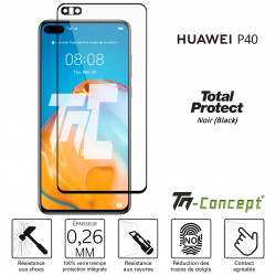 Huawei P40 - Verre trempé intégral avec cadre Noir - TM Concept®