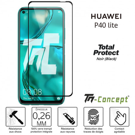 Huawei P40 Lite - Verre trempé intégral avec cadre Noir - TM Concept®