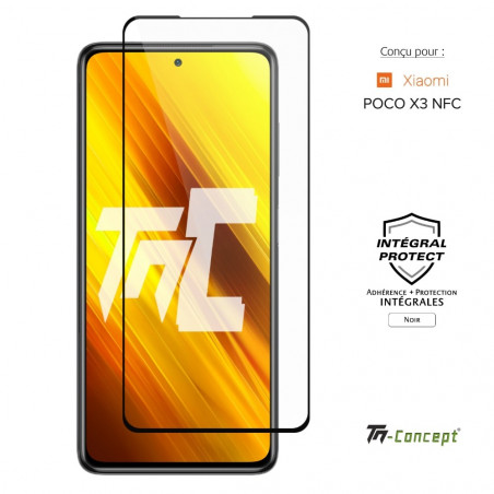 Xiaomi Poco X3 - Verre trempé intégral Protect Noir - adhérence 100% nano-silicone - TM Concept®