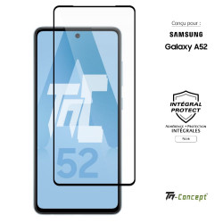 Samsung Galaxy A52 - Verre trempé intégral Protect Noir - adhérence 100% nano-silicone - TM Concept®