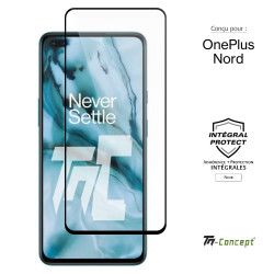 OnePlus Nord - Verre trempé intégral Protect Noir - adhérence 100% nano-silicone - TM Concept®