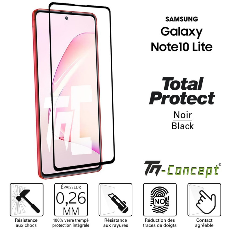 Samsung Galaxy Note 10 Lite - Verre trempé intégral avec cadre Noir - TM Concept®
