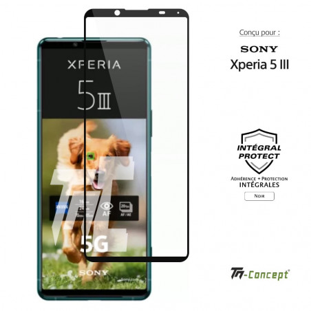 Sony Xperia 5 III - Verre trempé intégral Protect Noir - adhérence 100% nano-silicone - TM Concept®
